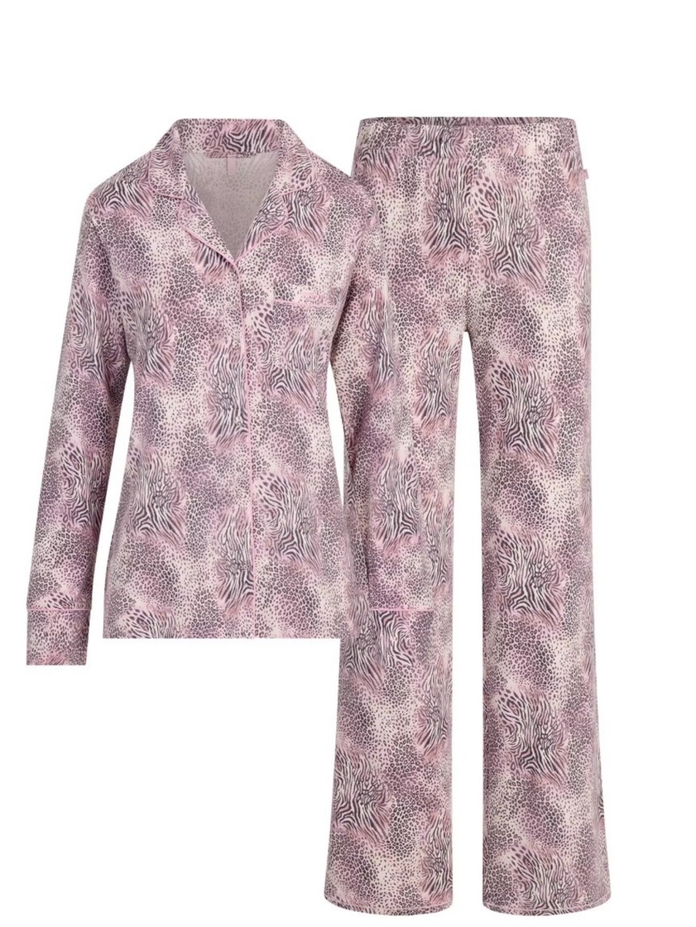SKIMS Pink Animal-Print Long Sleeve Pajama Set